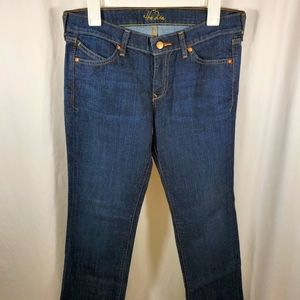 Women's Denim Jeans Size 8 Regular Boot Cut Dark Wash Front Pockets The Diva